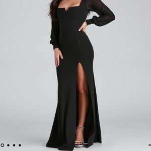Windsor-Daelyn formal chiffon sleeve slit long dress